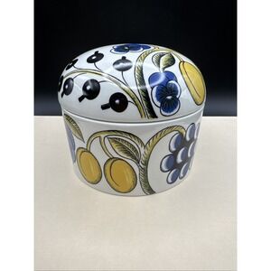 Arabia Finland Paratiisi Sugar Bowl Candy Dish Storage Trinket Box Fruit Jam Vtg